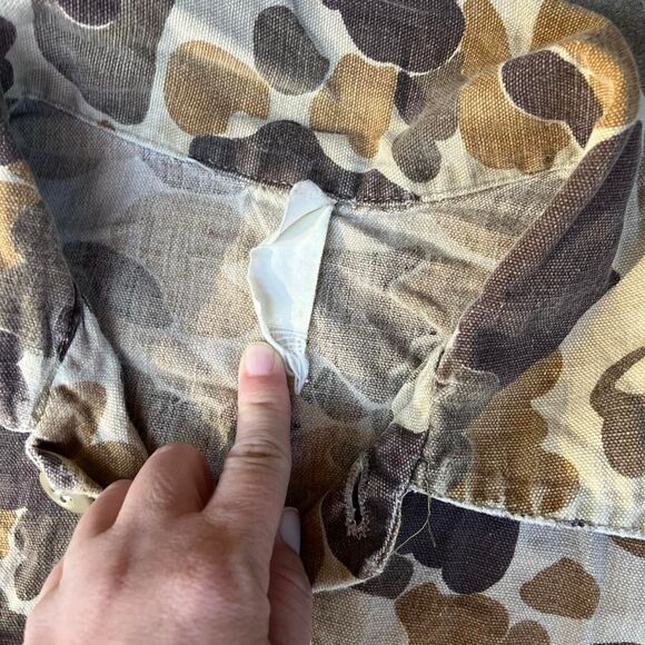 Camouflage Men's boxy Jacket Button Up Barn Workwear 1980's Duck Camo - Picture 5 of 8